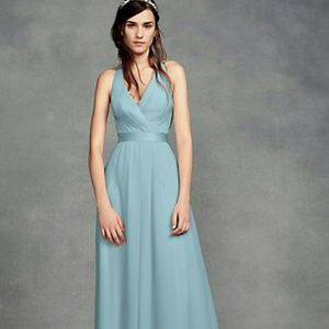 Long Chiffon Halter Bridesmaid Dress Mist Vera Wang